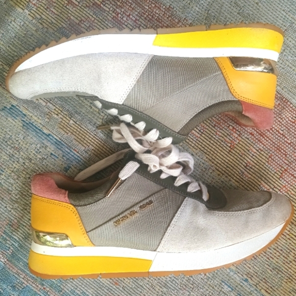 Michael Kors Allie Trainer Green Orange Yellow Shoes Women's Size 7 - Picture 1 of 9